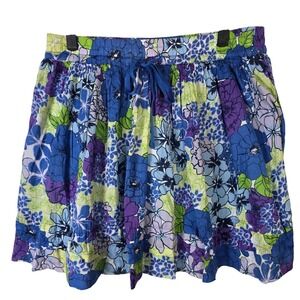 Old Navy Womens Floral Print A Line‎ Mini Skirt Blue Purple Green Size M